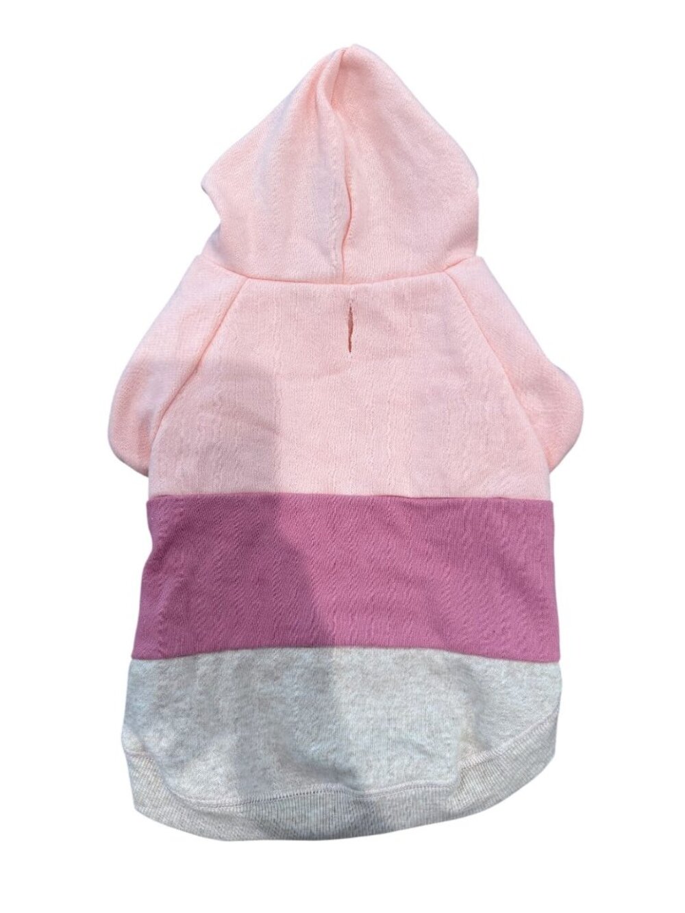 Comfy Color Block Pink Grey Dog Hoodie Soft Cotton Blend Medium Pet Sweater